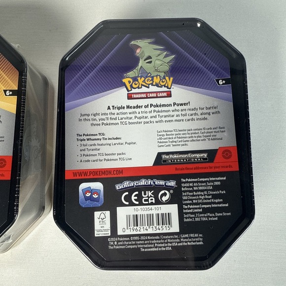 Pokémon Triple Whammy Tins Lot of 2 Tyranitar, Slaking, Sealed Lot New - Picture 5 of 5